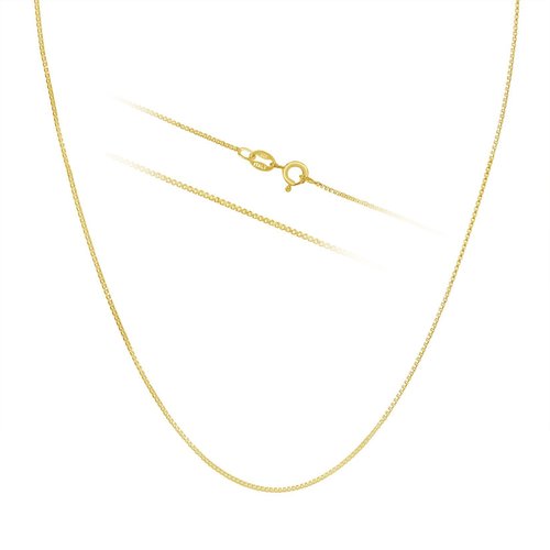 18k Gold over Sterling Silver 1mm Box Chain Necklace Made in Italy Available 14 inch- 36 inch