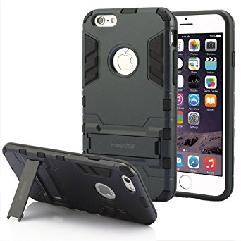 ykooe,iPhone 6 Case,6s Case (Armor Series) Heavy Duty Dual Layer Shockproof Silicone Phone Protective Case TPU Hybrid kickstand Cover for Appel iPhone 6/6s (Black)