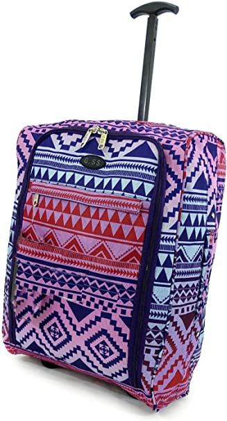 Various Hand Luggage 50x40x20 Wheeled Lightweight Cabin Easyjet Trolley Bag Case (Aztec Multi)