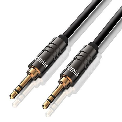 FRiEQ 3.5mm Male To Male Car and Home Stereo TPE Cable Audio Cable (6 Feet/1.8M) Fits Over Tablet & Smart Phone Cases For Apple iPad, iPhone, iPod, Samsung, Android, MP3 Players - Black (Plug will be Fully Seated with Phone Case On)