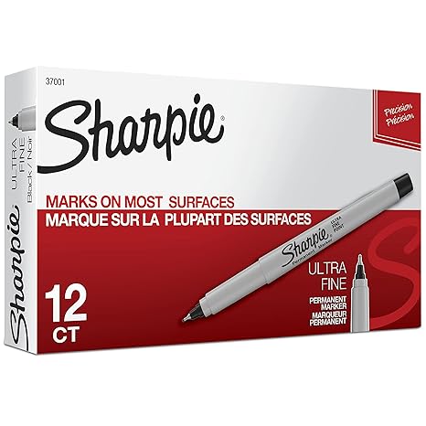 Sharpie Permanent Markers, Ultra Fine Point, Black, 12-Count