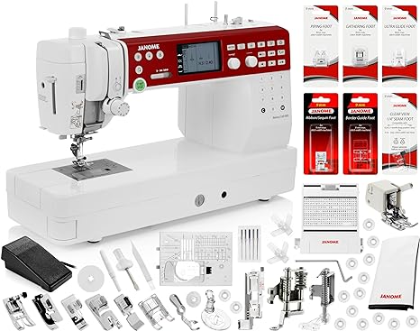 Janome Memory Craft 6650 Sewing Machine (9mm Unit) Bundle - Includes 7 Genuine Janome Presser Feet (Even Feed Foot, Non-Stick Foot, Clear View 1/4" Foot, Gathering Foot, Border Guide Foot and More)