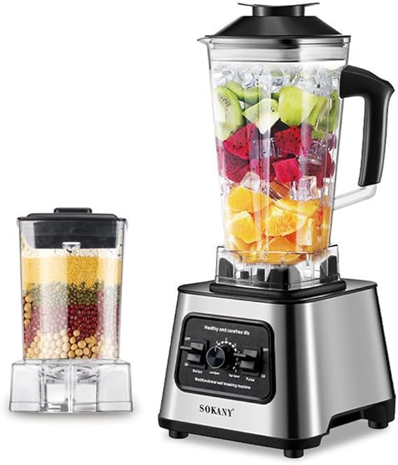 Professional Blenders For Kitchen, 6000W Motor Smoothie Blender with Stainless Steel Blades Countertop for Shakes and Smoothies, 2-in-1 Grinding Cup Multipurpose Blender