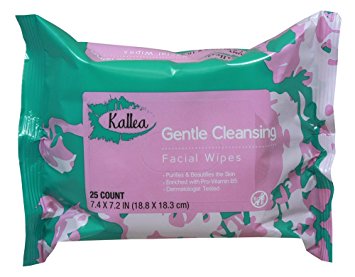 Kallea Gentle Makeup Remover Towelettes & Facial (Face) Wipes, 25 Count (Pack of 6)