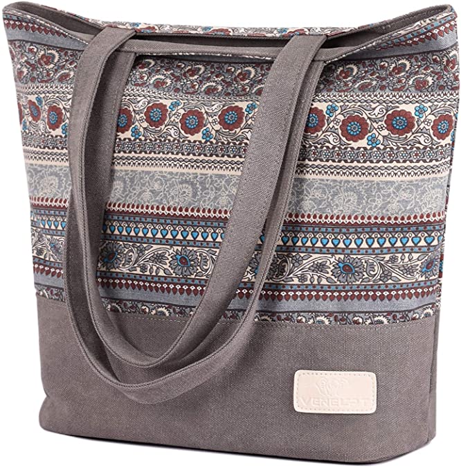 ArcEnCiel Canvas Boho Tote Bag for Women Shoulder Hobo Purse Beach Handbags Work School Travel Shopping Pack