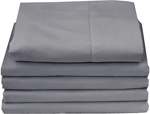Flat Sheets (5-Pack)-Ultra Soft & Comfortable Microfiber(Gray, Queen)