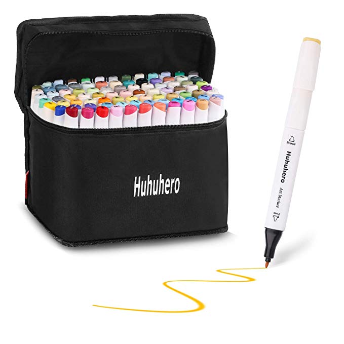 88 Colors Art Markers, Dual Tip Permanent Alcohol Based Markers Art Pens Set with Carrying Case for Adults Coloring Drawing Sketching Illustration Underlining (88 Colors) (88) (88)