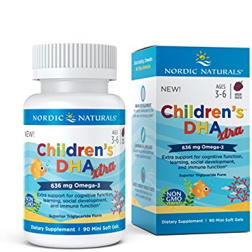 Nordic Naturals Children's DHA Xtra - Potent Omega 3 Formula With Twice The DHA For Kid's Cognitive Development, Learning and Mood, Berry Punch, Softgel - 90 Count