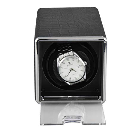 Excelvan Watch Winder Single Auto Watch Winder for 1 Watch with Waterproof Crocodile PU Leather Display Box