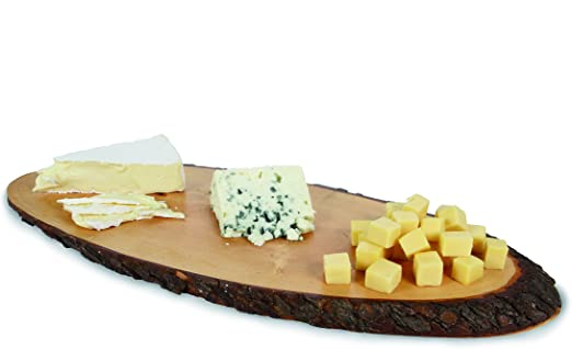 Boska Holland Cheese Board, European Ash Wood w. Polished Surface, Natural Bark, 16" x 7", Taste Collection