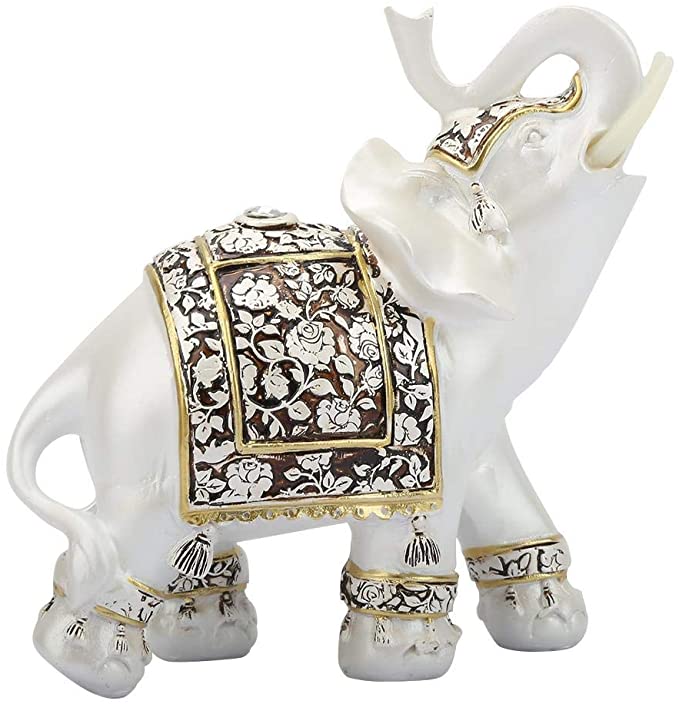Exquisite Elephant Statue Resin Elephant Model Wealth Lucky Figurine Hand Painted Handcrafted Decorative for Home Living Room Wine Cabinet Decorations