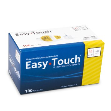 Easy Touch Pen Needles 31 Gauge 316 Inches - 100 Per Box
