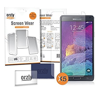 SAMSUNG GALAXY NOTE 4 Screen Protectors - Multi-Pack of 5 Transparent Screen Protectors / 5x 100% Clear Screen Guards designed by ORZLY® exclusively for SAMSUNG GALAXY NOTE 4 SmartPhone - 2014