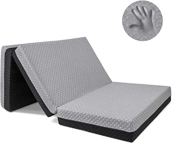 Milliard Dual Sided Premium Tri Folding Mattress, Memory Foam Foldable Mattress with Waterproof Washable Cover, Twin XL (78"x 38"x 6")   Bonus Eye Mask Included