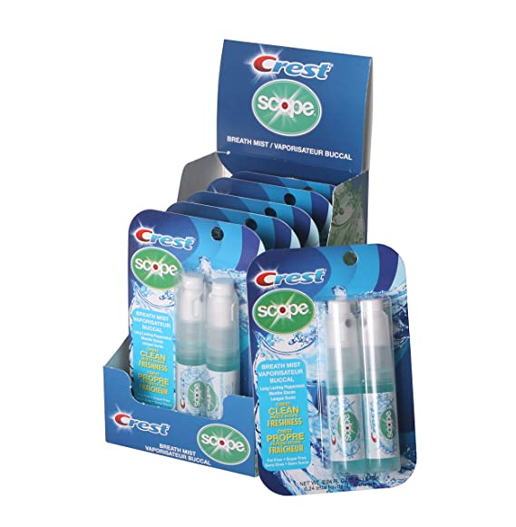 Crest Scope | Peppermint Breath Mist - 0.24 ounce (7mL) 2-pack sprayers, 6 count (12 spray) display