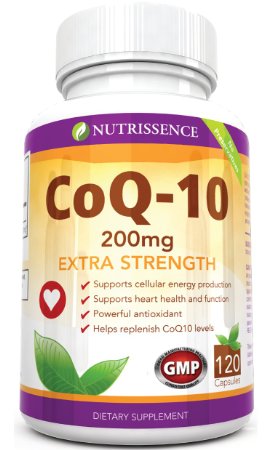 Coq10 200mg 120 Capsules - Extra Strength - Coenzyme Q10 Ubiquinone - Nutrissence - 4 Month Supply