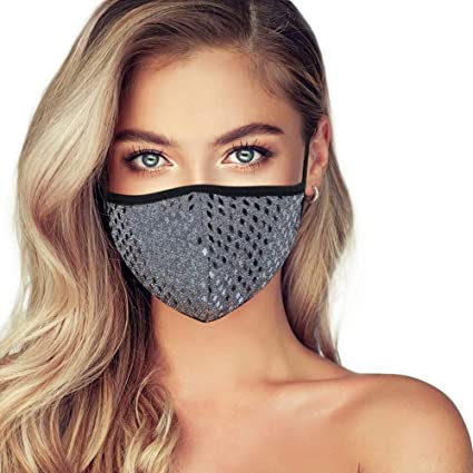 Cloth Face Mask Washable - Cute Fashionable Women Designs are Breathable & Reusable - Soft Cotton Blend for Comfortable Fit - Made in The USA (Gray)