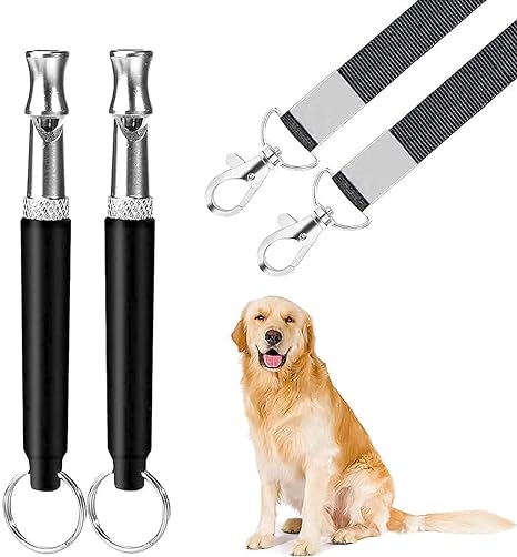 Dog Whistle, 2PACK Professional Ultrasonic Dog Whistle to Stop Barking Neighbors Dog, Recall Training for Dogs, Ultrasonic Dog Whistle to Stop Barking Training Control Devices, with Black Lanyard A6