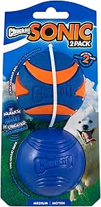 Chuckit! Sonic Dog Ball Medium (2.5 Inch Diameter) Pack of 2, for Breeds 20-60 lbs