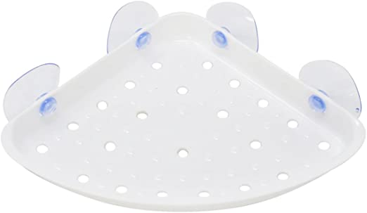 Home-X - Suction Cup Corner Shelf for Bathtub or Shower (Set of 2), Bathroom Shower Caddy and Storage Device with No Damage Suction Cups Conveniently Fits the Corner of Any Shower