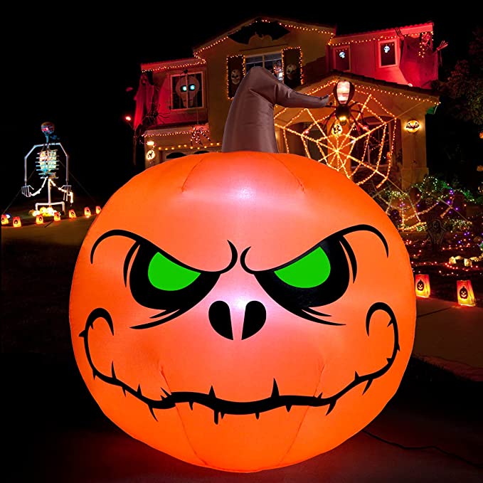 Sizonjoy 4 Foot Halloween Inflatable Pumpkin Decoration Lighted for Home Yard Garden Indoor and Outdoor(4 Ft)