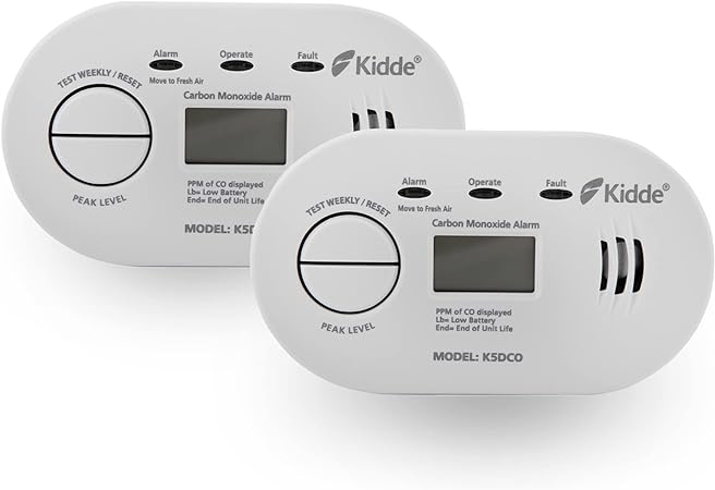 2 Pack Kidde 5DCO 10 Year Life Digital Display Carbon Monoxide Alarm