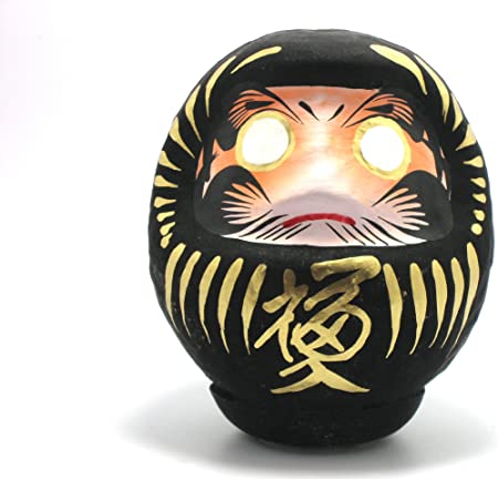 Daruma Doll Paper-mache 3.75"tall Black