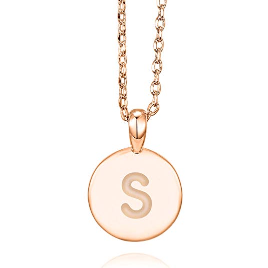 PAVOI 14K Rose Gold Plated Initial Alphabet Pendant Necklace Personalized Gifts for Women