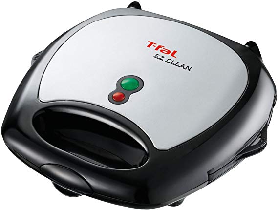 T-fal 1500637135  SW6100 EZ Clean Easy to Clean Nonstick Sandwich and Waffle Maker with Removable Dishwasher Safe Plates, 2-Slice, Silver