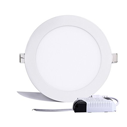 B-right 18W 8-inch Ultra-thin Round LED Panel Light, 1300lm, 120W Incandescent Equivalent, 3000K Warm White, LED Recessed Ceiling Lights for Home, Office, Commercial Lighting