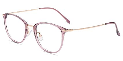 Firmoo Blue Light Blocking Reading Glasses(Anti Eye Strain/Reduce Faigue),Vintage Round Readers Purple Clear Eyewear Frame for Women/Men(3.00, Purple-Clear)