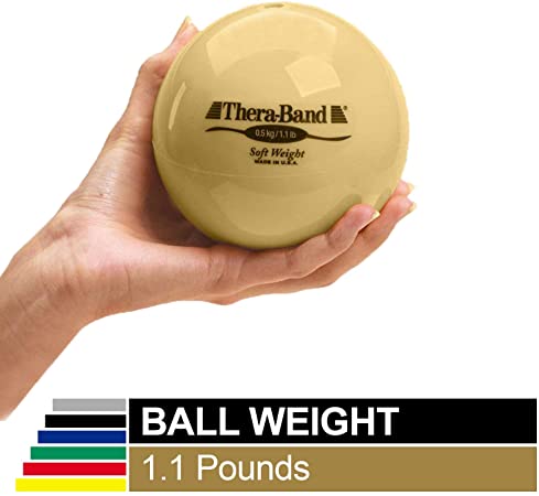 TheraBand Soft Weight, 4.5" Diameter Hand Held Ball Shaped Isotonic Weight for Strength Training and Rehab Exercises