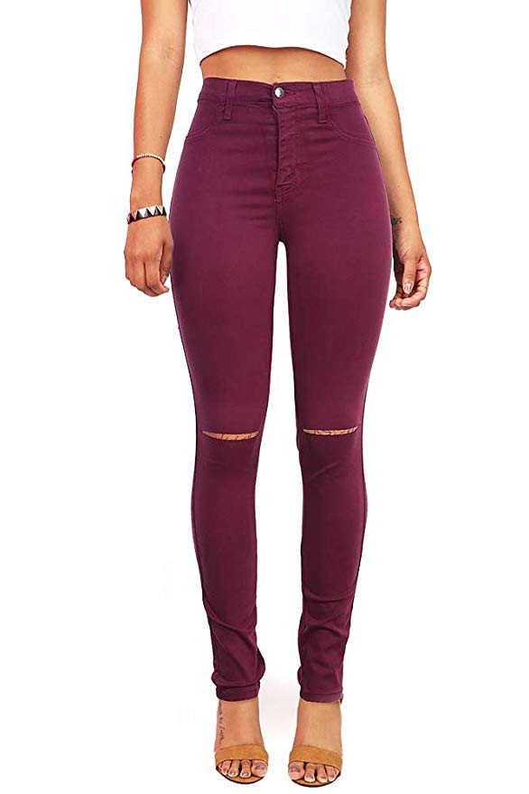 Vibrant Women's Juniors Ripped Knee High Waist Jeggings