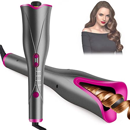 Automatic Curling Iron, Hugehard Upgraded Auto Curler with 1" Large Rotating Barrel & 4 Temperature Adjustable & 3 Timer, Auto Shut-Off, Anti-Scald, Fast Heating Hair Curler for Hair Styling
