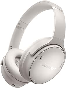 Bose QuietComfort Wireless Noise Cancelling Headphones, Bluetooth Over Ear Headphones with Up to 24 Hours of Battery Life, White Smoke (Renewed)