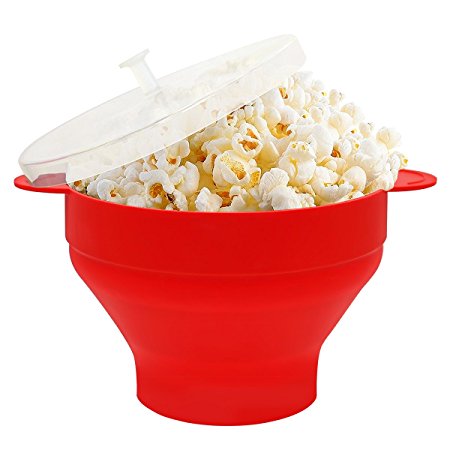 Silicone Microwave Popcorn Popper Collapsible Popcorn Maker Bowl with Lid Hippih