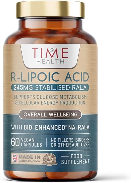 Bio-Enhanced® R-Lipoic Acid - 60 x 245mg Capsules - Stabilised & Highly Dosed Na-RALA - Biotin - UK Made - GMP Standards - Zero Additives - Vegan - Pullulan (60 Count (Pack of 1))