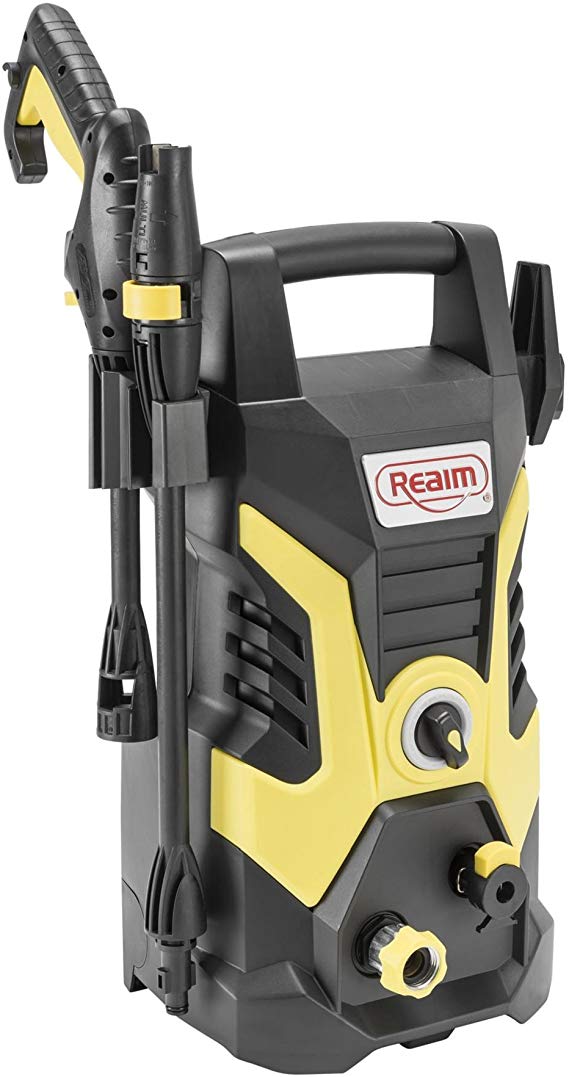Realm BY02-BCON Electric Pressure Washer, 2000 PSI, 1.75 GPM with Spray Gun, Adjustable Nozzle, Detergent Bottle, 13 Amp, Yellow/Black