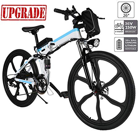 Aceshin 26'' Electric Mountain Bike with Removable Large Capacity Lithium-Ion Battery (36V 250W), Electric Bike 21 Speed Gear and Two Working Modes