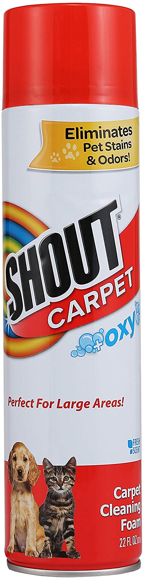 Shout Carpet Aerosol Stain and Odor Foaming Spray with OXY Power | Completely Removes Tough Urine Stains & Prevents Remarking | for Large Areas, 4 Pack, 4 Count