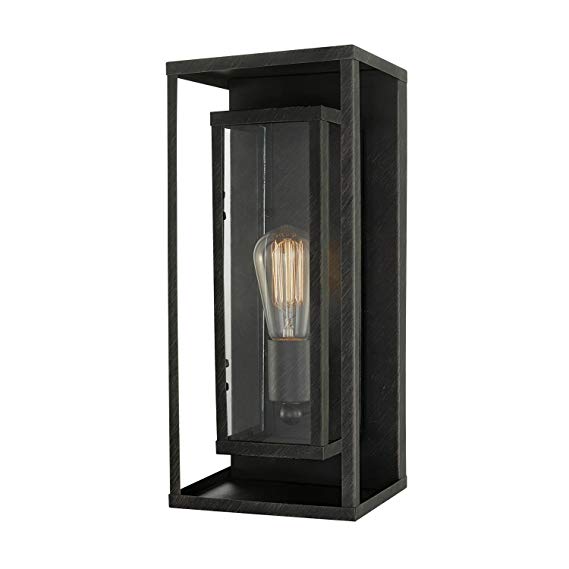 Globe Electric 44228 Montague 1-Light Outdoor Wall Sconce, Bronze, Clear Glass Shade