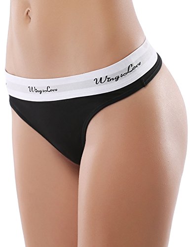 WingsLove Women's 3 Pack Seamless Sexy Cotton Tangas Thong Panties Underwear