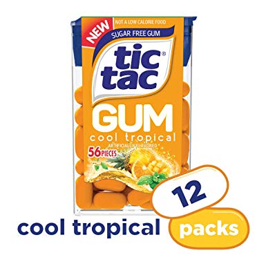 Tic Tac Gum, Sugar Free Chewing Gum, Cool Tropical, 12 Count