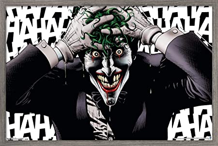 Trends International DC Comics - The Joker - Crazy, 22.375" x 34", Barnwood Framed Version