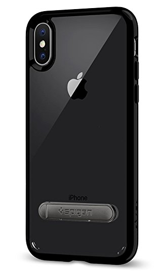 Spigen Ultra Hybrid S iPhone X Case with Air Cushion Technology and Magnetic Metal Kickstand for Apple iPhone X (2017) - Jet Black