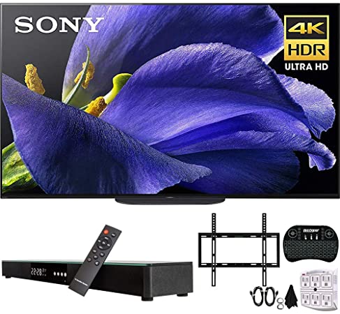 Sony XBR-55A9G 55" Master BRAVIA OLED 4K HDR Ultra Smart TV (2019) w/Soundbar Bundle Includes, Deco Gear Home Theater Surround Sound 31" Soundbar, Flat Wall Mount Kit for 45-90 inch TVs and More