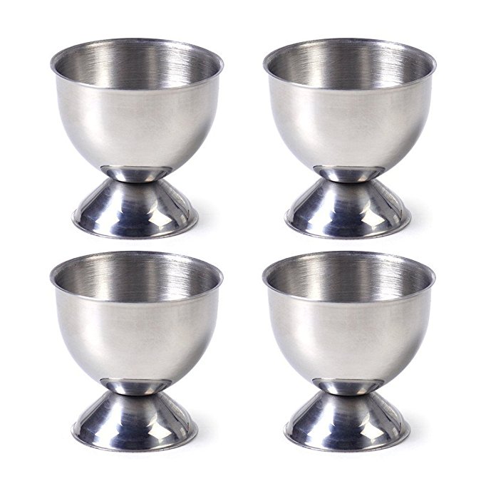 Gooday Pack of 4 Pcs Stainless Steel Poached Egg Cups Soft Boiled Egg Cups Egg Holder Tabletop Cup Kitchen Tool