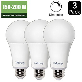 22W ( 150W - 200W Equivalent ) A21 Dimmable LED Light Bulb, 2680 Lumens 3000K Soft / Warm White, E26 Medium Screw Base, UL listed, XMprimo - 3 Pack