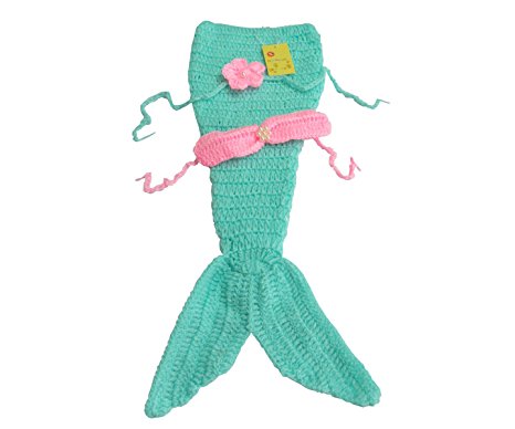 M&G House Fashion Newborn Baby Photography Prop Handmade Crochet Mermaid Headband Bra Tail Outfit