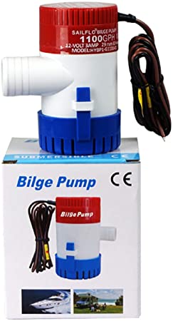 ECO-WORTHY Bilge Boat Marine Pump 12V 1100 GPH High Flow 29mm (1-1/8") ID Hose 3 Amp Silent Complete submersible